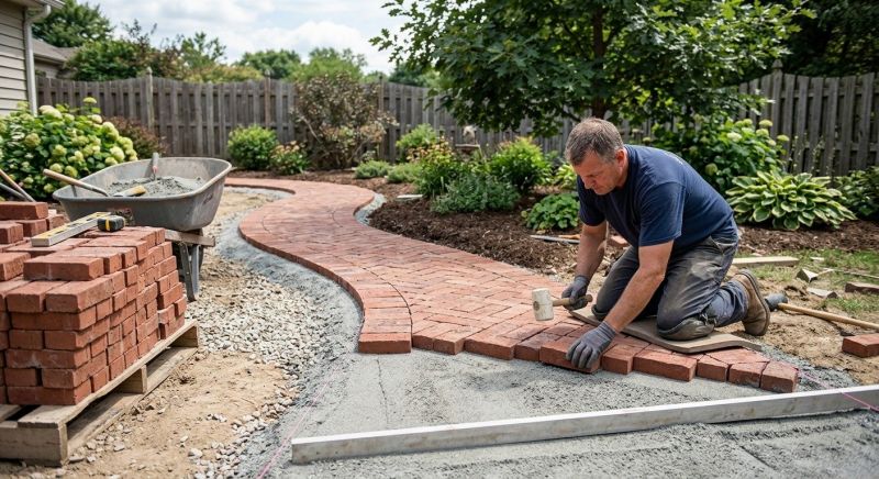 Brick Hardscape Installation in Framingham, MA
